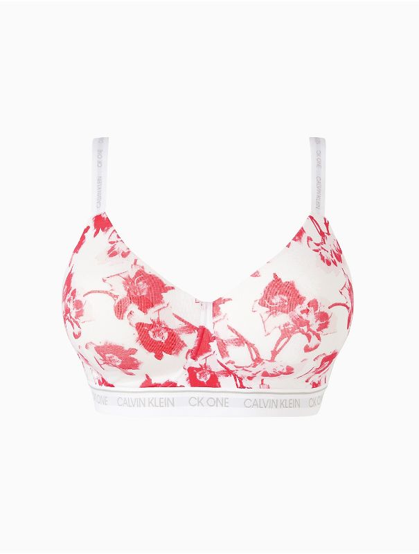 Photo 1 of Calvin Klein Women S Plus Size Cotton Lightly Lined Bralette Lilium Print 2X
