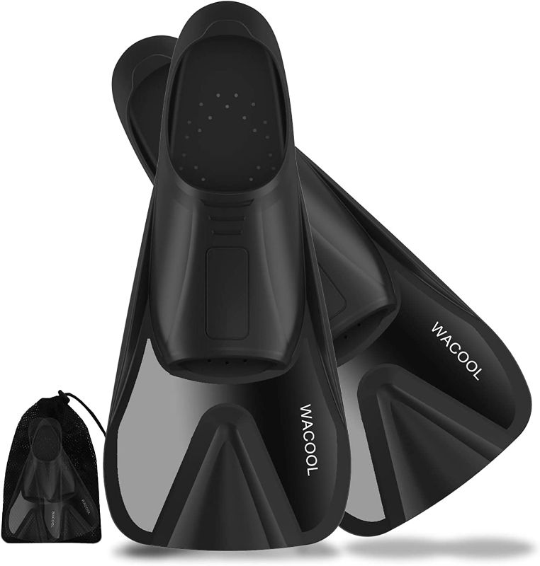 Photo 1 of [Size XL] WACOOL Adult Short Light Full Foot Pocket Travel Size Fins Short Blade Fins Flippers for Snorkeling Diving Scuba or Swimming Training
