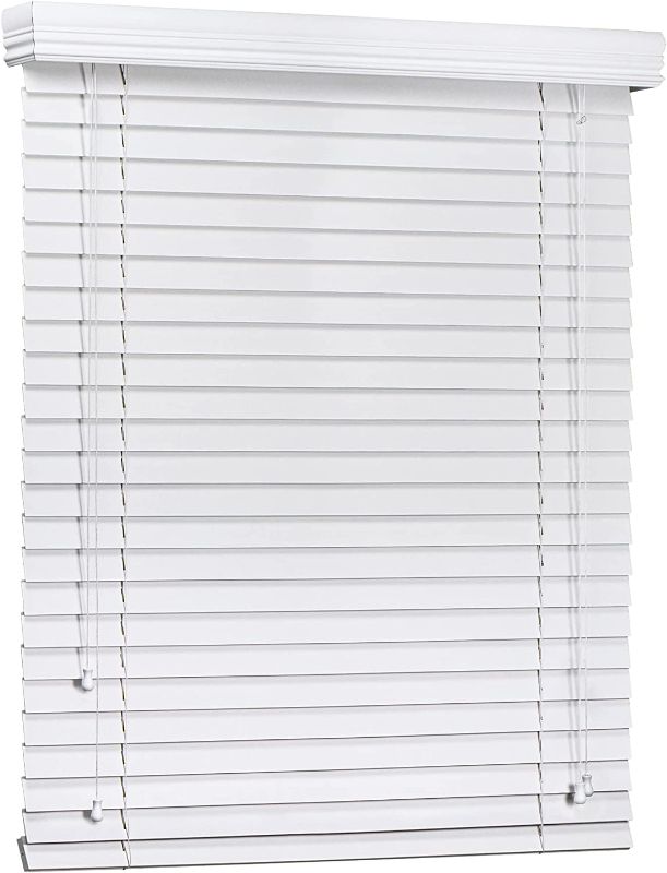 Photo 1 of [2 Pack] LazBlinds 2-inch Wood Horizontal Blinds, Room Darkening Blinds for Windows - Actual Blinds Size: 33.5'' W x 60'' H, Basswood - White 