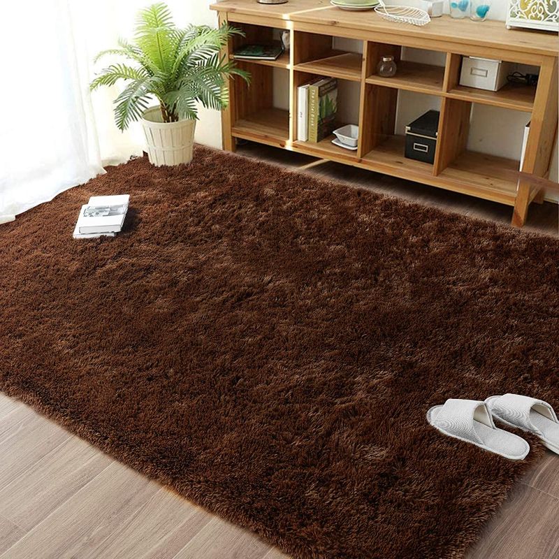 Photo 1 of 6x8.6Ft Large Brown Shag Area Rug