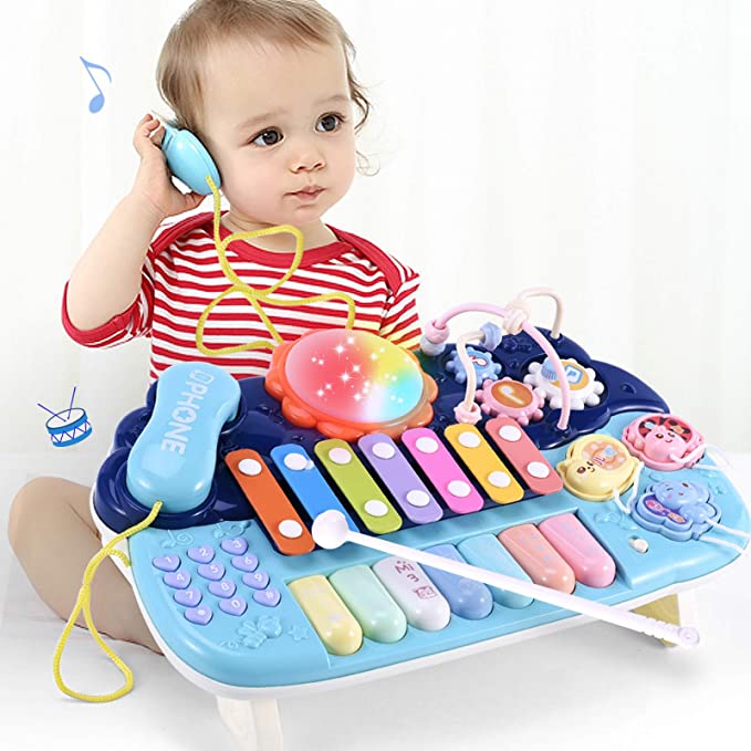 Photo 1 of Baby Musical Toys- Multifunction Toys Kids Drum Set with Phone Bead Maze Gear Xylophone Piano Electronic Learning Toys for Baby Infant Toddler Birthday Gifts for Kids