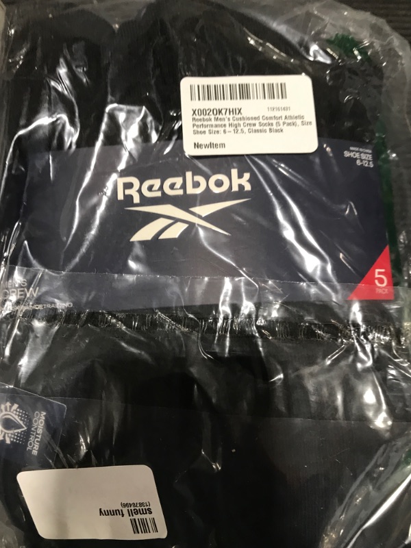 Photo 1 of 5 PaCK BLACK REEBOK SOCKS 6-12 