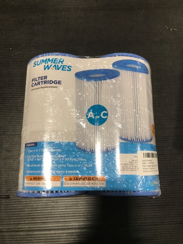 Photo 1 of Pool Filter Cartridge Easy Set - Pool Filters Type A or C Replacement for Inflatable Pools Hot Tub Spa Compatible with Intex, Bestway, Summer Waves Above Ground Pool Pump 1000 GPH,2 Pack