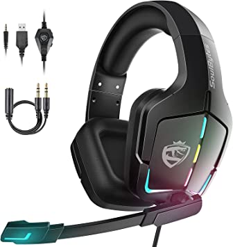 Photo 1 of Gaming Headset, Hurround Hound Headset, Cool LED Light Headphone with Mic Light, PC Headset, Excellent Sound Quality Over-Ear Headset for PC, Xbox One, Xbox Series X|S, PS5, PS4, Black
