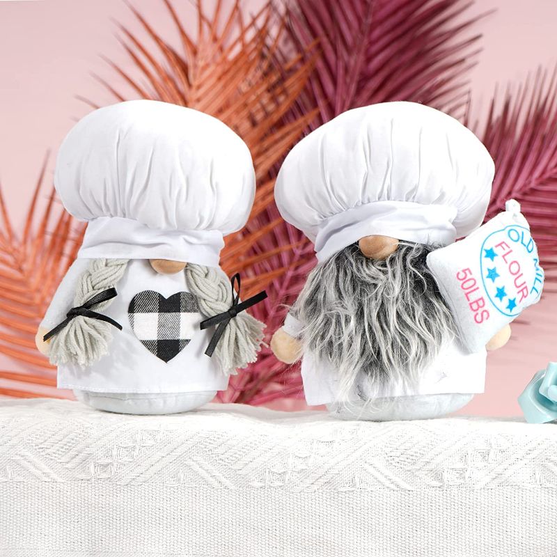 Photo 1 of 2PCS Kitchen Chef Love Sweet Gnome, Scandinavian Cooking Tomte for Home Table Kitchen Shelf Display Decorations, Couple Plush Gnomes for Valentine's Day Wedding Gift
