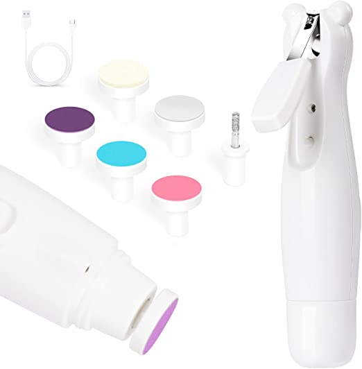 Photo 1 of Baby Nail Clippers & Baby Nail File 2 in 1, Baby Nail Trimmer Electric with LED Light & 6 Trimmer Pad for Infant, Toddlers, Kids and Adults