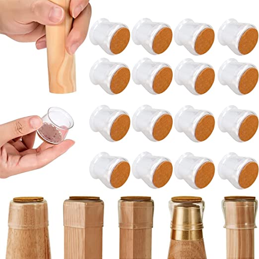 Photo 1 of 16Pcs Silicone Chair Leg Floor Protectors, Protectors for Hardwood Floors,Chair Caps with Felt Bottom Protect Floors from Scratching and Reduce Noise(Clear, Medium), Transparent