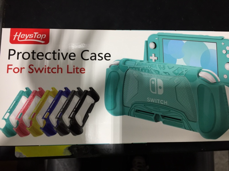 Photo 2 of HEYSTOP Switch Lite Case Cover, Switch Lite Protective Case with Game Card Storage, Tempered Glass Screen Protector and Thumb Grip, Switch Lite Grip Case Anti-Scratch Non-Slip Case, Yellow