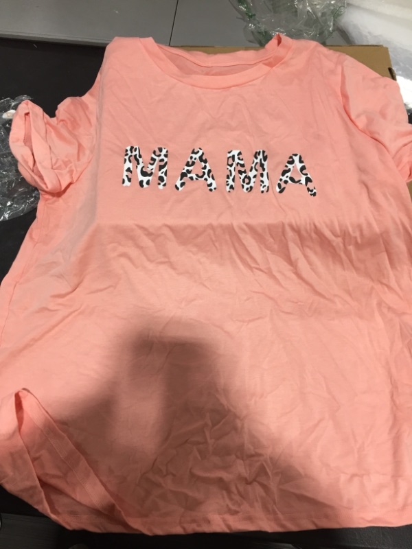 Photo 1 of "MAMA" Plus Size Tops for Women Short Sleeve Shirts  Tshirt- Pink-random- SIZE 2XL