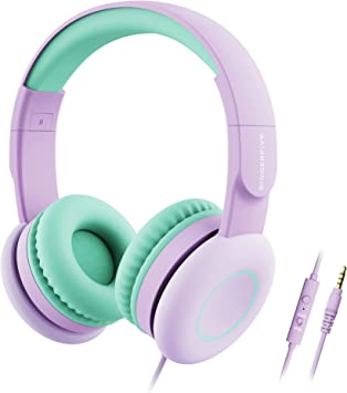 Photo 1 of BIGGERFIVE Kids Headphones, Wired Headphones for Kids Girls, 85/94dB Safe Volume Limited, Microphone, Foldable, 3.5mm Jack Stereo Children Teens Headphones for School/Travel/iPad/Tablet, Purple