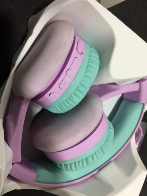 Photo 3 of BIGGERFIVE Kids Headphones, Wired Headphones for Kids Girls, 85/94dB Safe Volume Limited, Microphone, Foldable, 3.5mm Jack Stereo Children Teens Headphones for School/Travel/iPad/Tablet, Purple