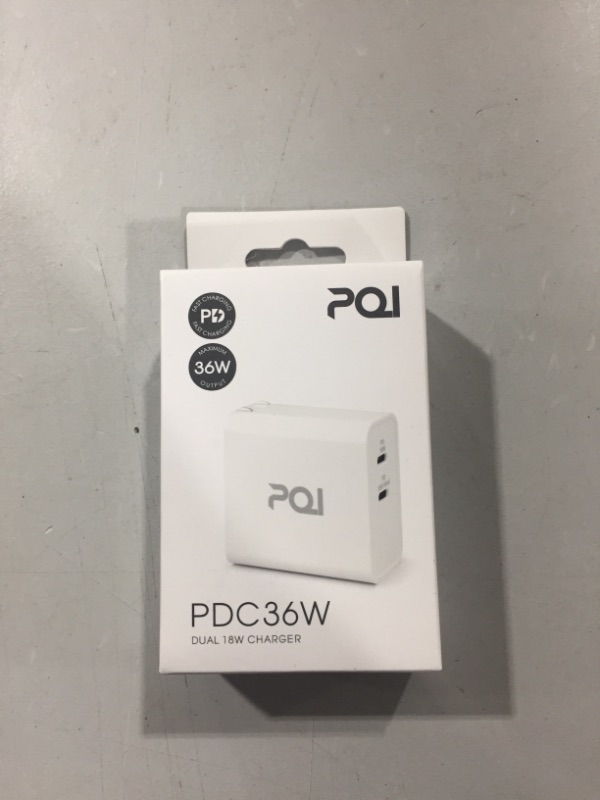 Photo 2 of PQI 36W USB C Wall Charger | 36 Watt Type C Dual Ports Adapter Plug | Supports PD 3.0 Fast Charging | Compact & Portable USB C Charger Block | Compatible with Apple iPhone 12 Pro Max & More | White
