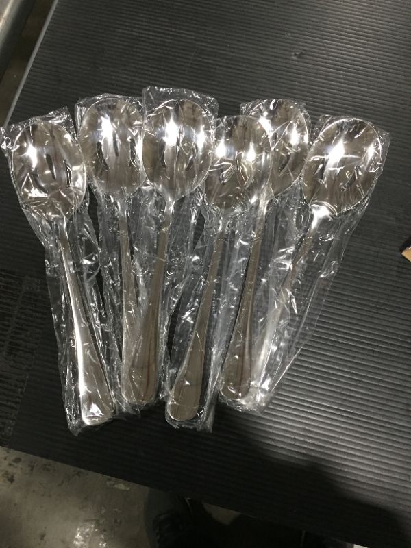 Photo 2 of ATHBEDA Slotted Serving Spoons Set for Buffet Catering Party, 6 Pieces, 8.66 Inch, SUS304 18/8 Stainless Steel
