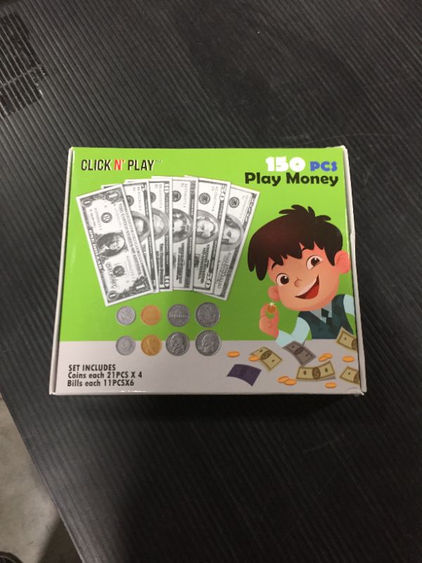 Photo 3 of Click N' Play Pretend Play Money for Kids Realistic Bills & Coins Counting Math Currency Set of 150 Pieces