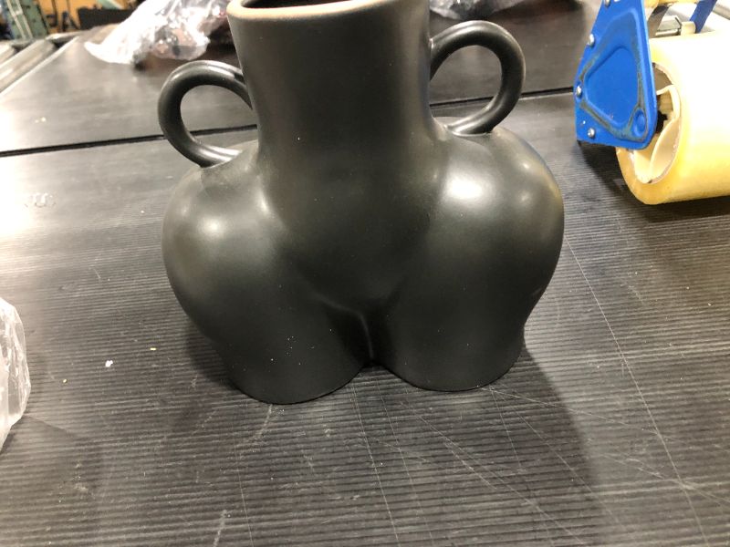 Photo 2 of 7.5Inch Body Vase Female Form, Butt Vase, Modern Boho Vase?Handmade Ceramic Flower Vase for Home Decor,7.5 Inch, Matte Black
