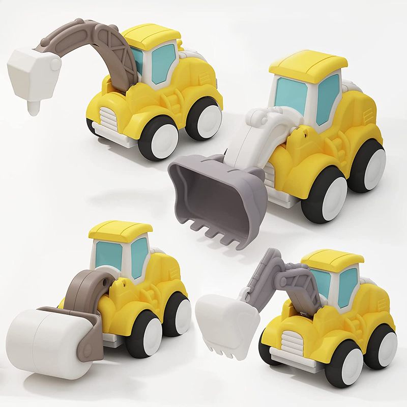 Photo 1 of Deejoy Cars Toys for 1 2 3 4 Year Old Boys - 4 Pack Construction Trucks Push Go Car Toddler Toys Age 1-2,Friction Powered Car Vehicle Toys for Toddlers 1-3,Birthday Gifts Baby Kids Girls 12-18 Months
