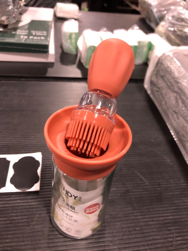 Photo 1 of 2 Packs Oil Bottle with Silicone Brush, Oil Brush Dispenser for Cooking, 2 in 1 Glass Olive Oil Dispenser Bottle with Stickers Pen for Kitchen Cooking, Frying, Baking, BBQ Pancake, Air Fryer
