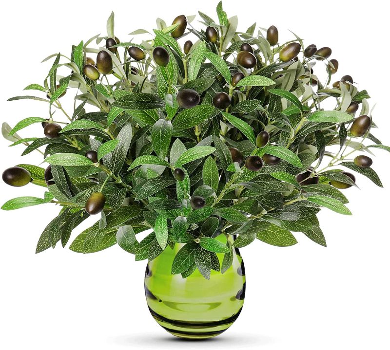 Photo 1 of Artificial Plants Olive Branches for Vases, 4 Pcs 18" Artificial Greenery Stems Olive Leaves with Fake Fruits 