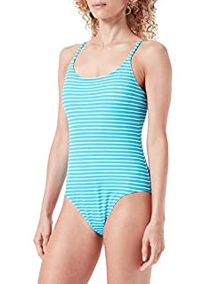 Photo 1 of Amazon Essentials Women's Thin Strap one-Piece Swimsuit, Blue, Stripe, Medium (B07K1WZPFN)