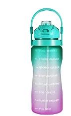 Photo 1 of 64oz/Half Gallon Motivational Water Bottle with Straw &Time Maker?Leak Proof gallon Water Jug Suitable For Gym And Outdoor Sports (Gradient Green)
