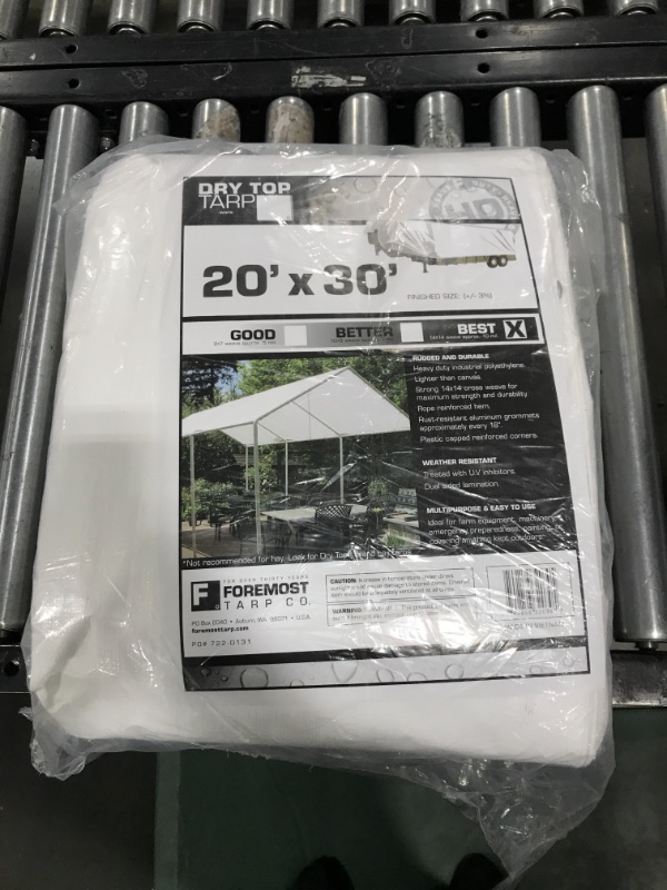 Photo 2 of 20x30 Multi-Purpose White Heavy Duty DRY TOP Poly Tarp (20'x30')
