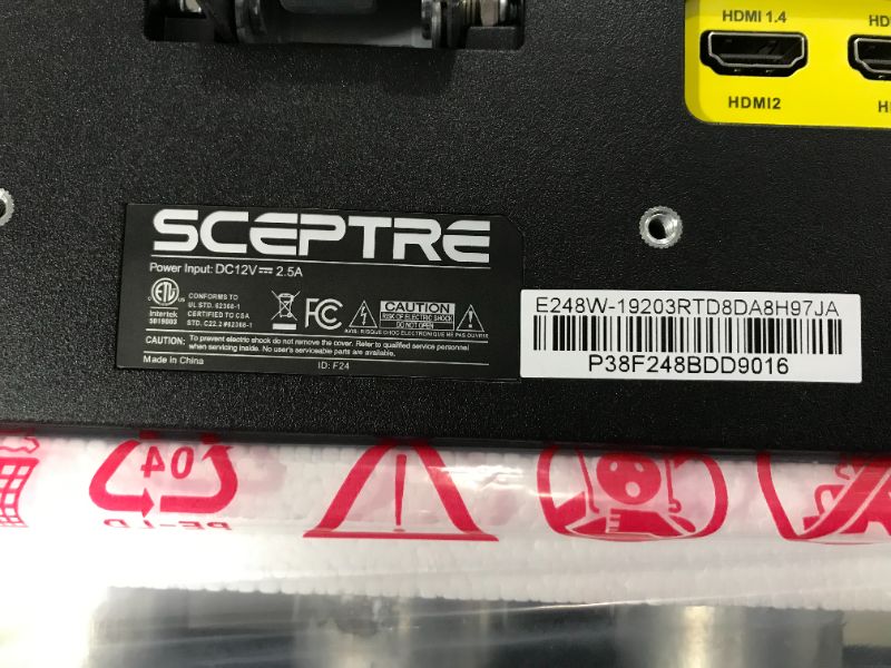 Photo 3 of Sceptre E248W-19203R 24" Ultra Thin 75Hz 1080p LED Monitor 2x HDMI VGA Build-in Speakers, Metallic Black 2018
