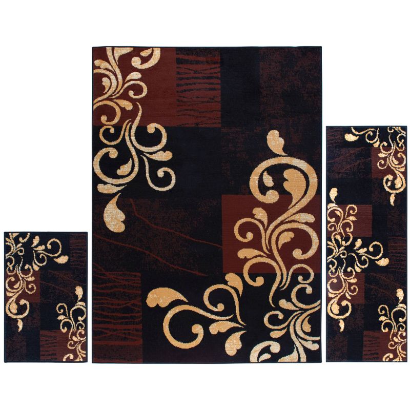 Photo 1 of 3 Piece Ariana Galil Area Geometric Rug Set - Ebony
