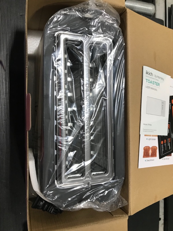 Photo 1 of IKICH Toaster 2 Long Slot, Toaster 4 Slice Stainless Steel, Warming Rack, 6 Browning Settings, Defrost/Reheat/Cancel, Removable Crumb Tray, 1300W
