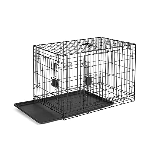 Photo 1 of Amazon Basics Foldable Metal Wire Dog Crate with Tray, Double Door, 36 Inch
