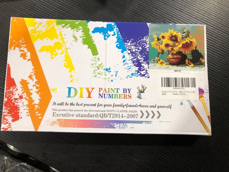 Photo 2 of Deangshi DIY Paint by Numbers(PBN) Flowers Kits for Adults,Easy Acrylic Watercolor Sunflower Oil Paint by Number Sets for Beginner Kids on Canvas 16X20 Inch,Painting by Numbers Kit Without Frame