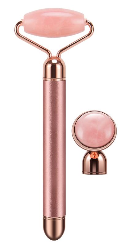 Photo 1 of 2-IN-1 Electric Jade Roller Massager Facial Roller & Face Massager, Rose Quartz