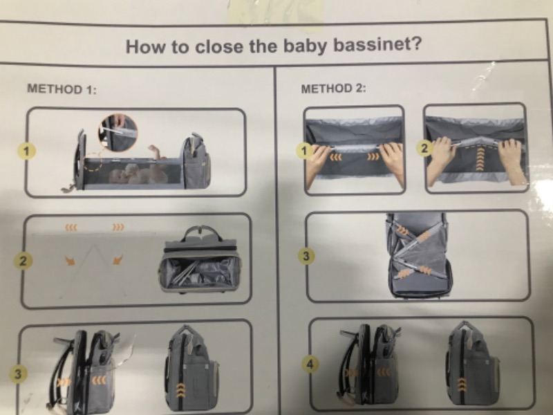 Photo 2 of Diaper Bag Backpack with Changing Station, Unisex Baby Travel Nappy Bags with Portable Crib, Grey
