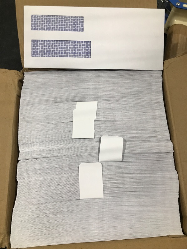 Photo 2 of 500#10 Double Window Security Business Mailing Envelopes - Perfect Size for Multiple Business Statements, Quickbooks Invoices, and Return Envelopes - Number 10 Size 4-1/8 x 9-1/2 - White - 24 LB Blue