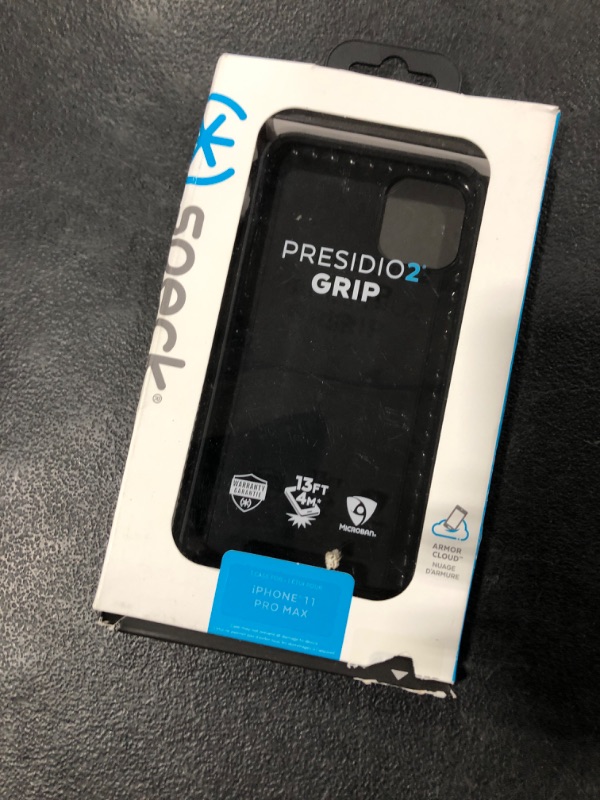 Photo 2 of Speck Products Presidio2 Grip Case, Compatible with iPhone 11 PRO Max, Black/Black/Black/White