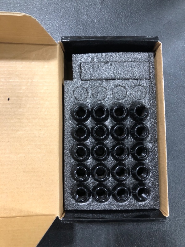 Photo 2 of 20PCS 1.4 inch Black 1/2-20 Closed End Bulge Acorn Lug Nuts - Cone Seat - 19mm Hex Wheel Lug Nut Compatible with Mustang Wrangler Tj Jk Cherokee Liberty Ranger Exlporer Aftermarket Wheels