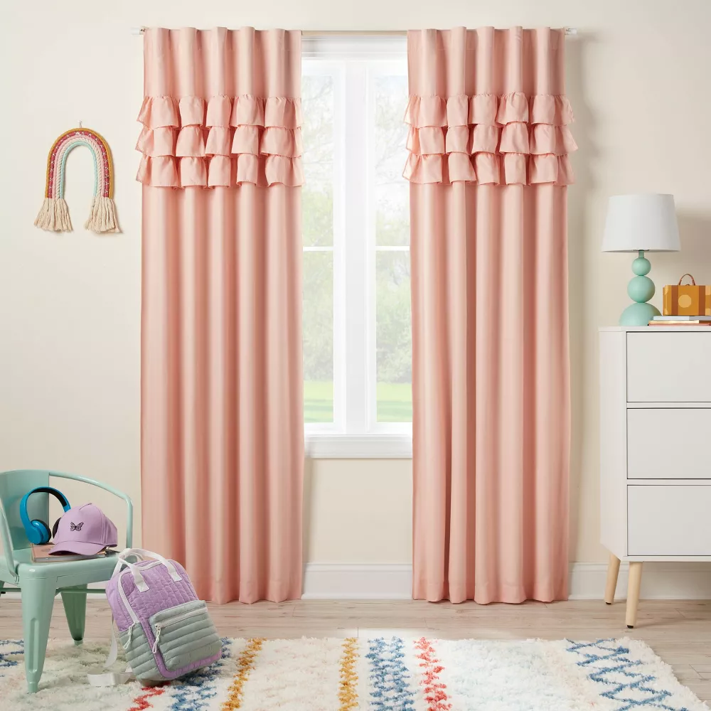 Photo 1 of Blackout Ruffle Curtain Panel - Pillowfort™ (Dirty) 84in