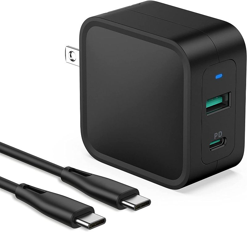 Photo 1 of USB C Charger, 65W Dual Port USB C Wall Charger with 3ft USB C to C Cable PD GaN Fast Charger with Foldable Plug for MacBook Pro Air iPad Pro Air iPhone 13 12 Pro Max Pixel Galaxy and More(Black)
