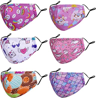 Photo 1 of 6 Pcs Washable Kids Face Masks. Reusable Breathable Adjustable Cute Facemask.
