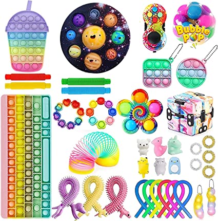 Photo 1 of Fidget Pack Fidget Toy Set Anti-Anxiety Tools, Big Sensory Keyboard Fidget Toy Pack with Marble Mesh Anxiety Pop Tube Keychain Fidgetet Packs for Adults Kids
