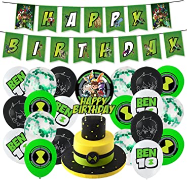 Photo 1 of Ben 10 party supplies birthday,ben 10 birthday party supplies Set includes happy birthday banner,ben 10 cake toppers,birthday balloons for kids birthday decorations
