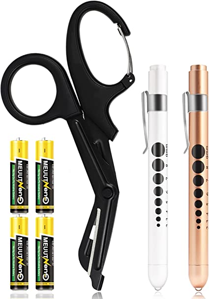 Photo 1 of First Aid Kits with Trauma Shears and Penlights for Nurses –Medical Kits with Two Medical Pen lights Four Batteries, One 7.5 inches Ergonomical Bandage Scissors Medical Scissors for Medical Supplies
