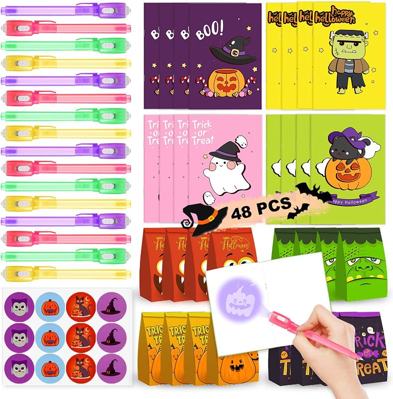 Photo 1 of BainGesk Invisible Ink Pen and Notebook, 16 Pack Halloween Party Favors with Candy Bags, Spy Pen Party Supplies, Halloween Goody Bag Stuffers, Treat Bag Fillers Non-candy Trick or Treat for kids
