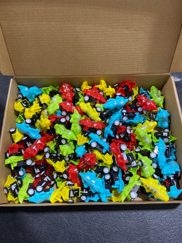 Photo 2 of 100 Pcs Mini Dinosaur Bulk Pull Back Cars Toy for Kid Toddler Under 5 Years Old Vehicle Playsets Assorted Colorful Pullback Vehicles Game Supplies Dino Birthday Party Favor
