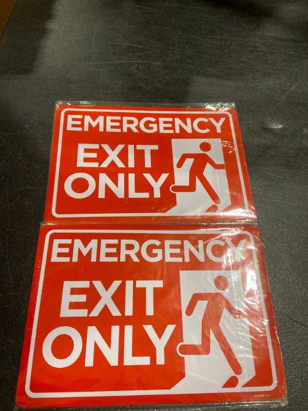 Photo 2 of Emergency Exit Only Sticker 4 Pack 10"x 7" Emergency Exit Only Alarm Will Sound Sign Premium Self-Adhesive Vinyl
PACK OF 2 