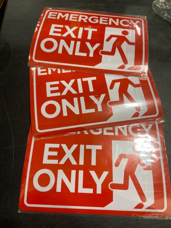 Photo 2 of Emergency Exit Only Sticker 4 Pack 10"x 7" Emergency Exit Only Alarm Will Sound Sign Premium Self-Adhesive Vinyl
PACK OF 3 