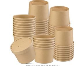 Photo 1 of 12 Oz 50 Pack Paper Soup Containers with Lids