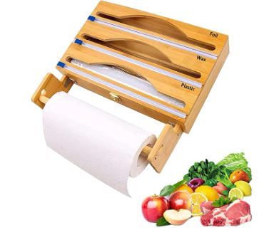 Photo 1 of 4 in 1 Wrap Dispenser with Cutter, Wall-Moun Paper Towel Holders Kitchen Drawer Aluminum Foil and Wax Paper Dispenser Roll Organizer Holder