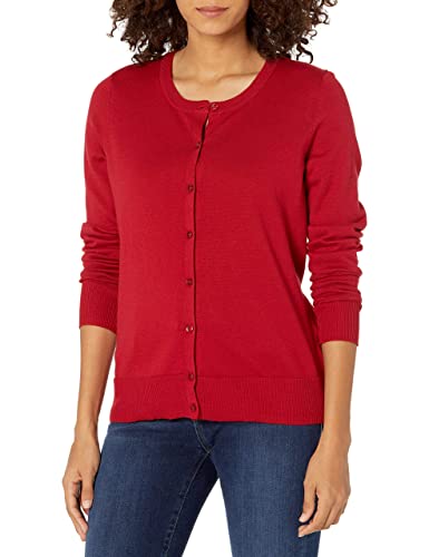 Photo 1 of Amazon Essentials Women's Lightweight Crewneck Cardigan Sweater (Available in Plus Size), Red, Large

