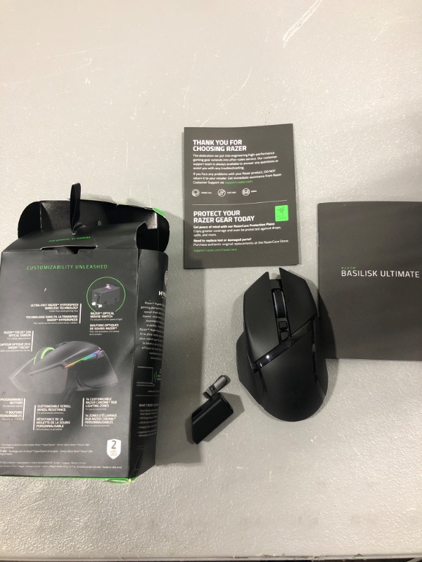 Photo 2 of Razer Basilisk Ultimate Hyperspeed Wireless Gaming Mouse: Fastest Gaming Mouse Switch - 20K DPI Optical Sensor - Chroma RGB Lighting - 11 Programmable Buttons - 100 Hr Battery - Classic Black