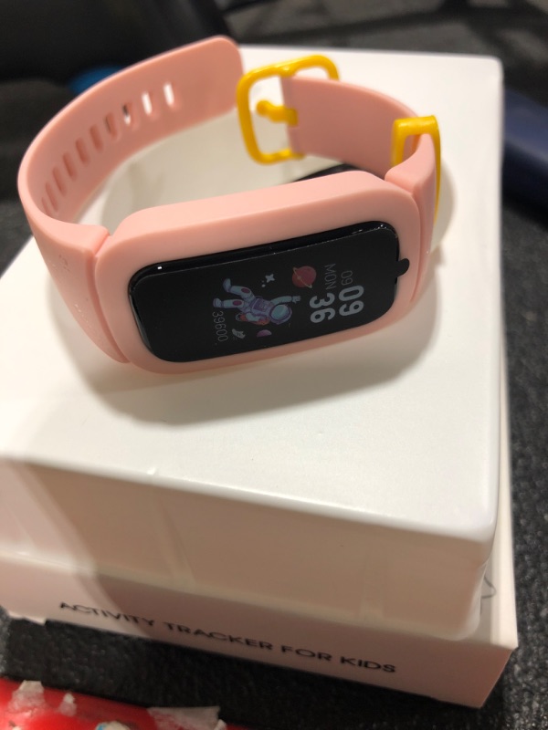 Photo 2 of MorePro Kids Fitness Tracker for Girls Boys with Blood Oxygen Monitor, Body Temperature DIY Screen Smart Watch with Heart Rate Sleep Monitor, SpO2 IP68 Waterproof Pedometer. Pink